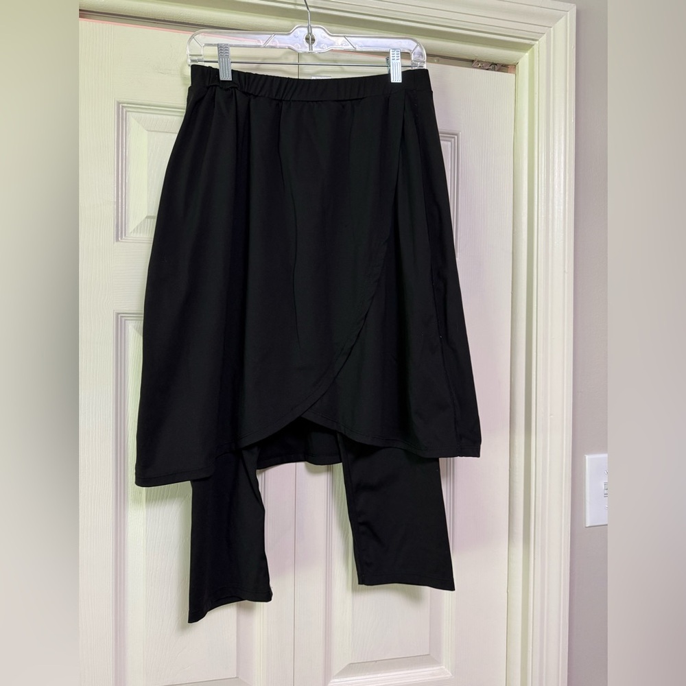 Black Layered Skirt Pants